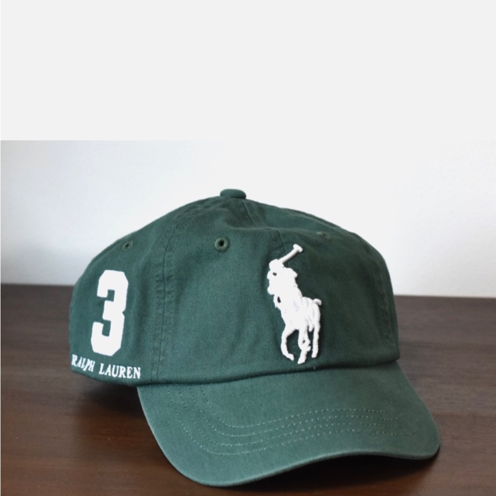 POLO Ralph Lauren Dark Green Polo Cap with White Logo and Number